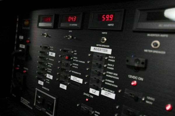 close-up photograph of part of the control panel in field research vehicle.