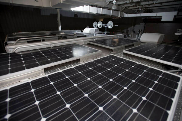 close-up photograph of roof of field research vehicles showing solar panels